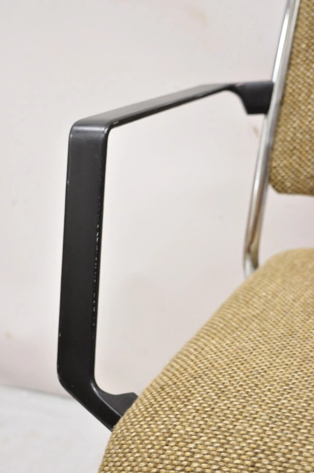 Vintage Sculpted Chrome Frame Post Mid Century Modern Office Arm Chair