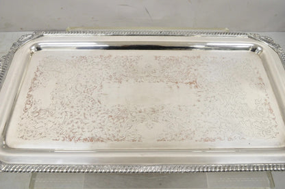 Vintage English Victorian Silver Plated Twin Handle Serving Platter Bar Tray