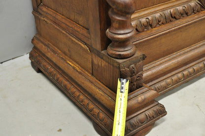 Antique Renaissance Revival Oak Wood Spiral Barley Twist Jelly Liquor Cabinet