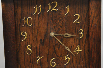Antique Mission Arts and Crafts Oak Wood Tall Case Grandfather Clock