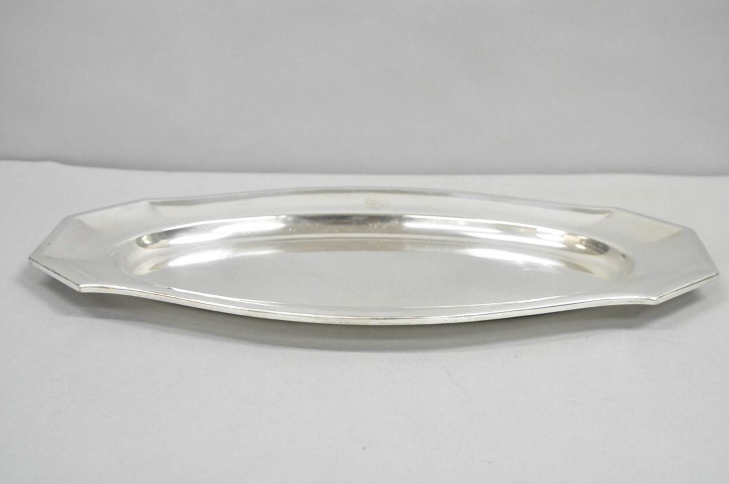 Antique English Edwardian Silver Plated 21" Serving Platter Tray w/ "S" Monogram