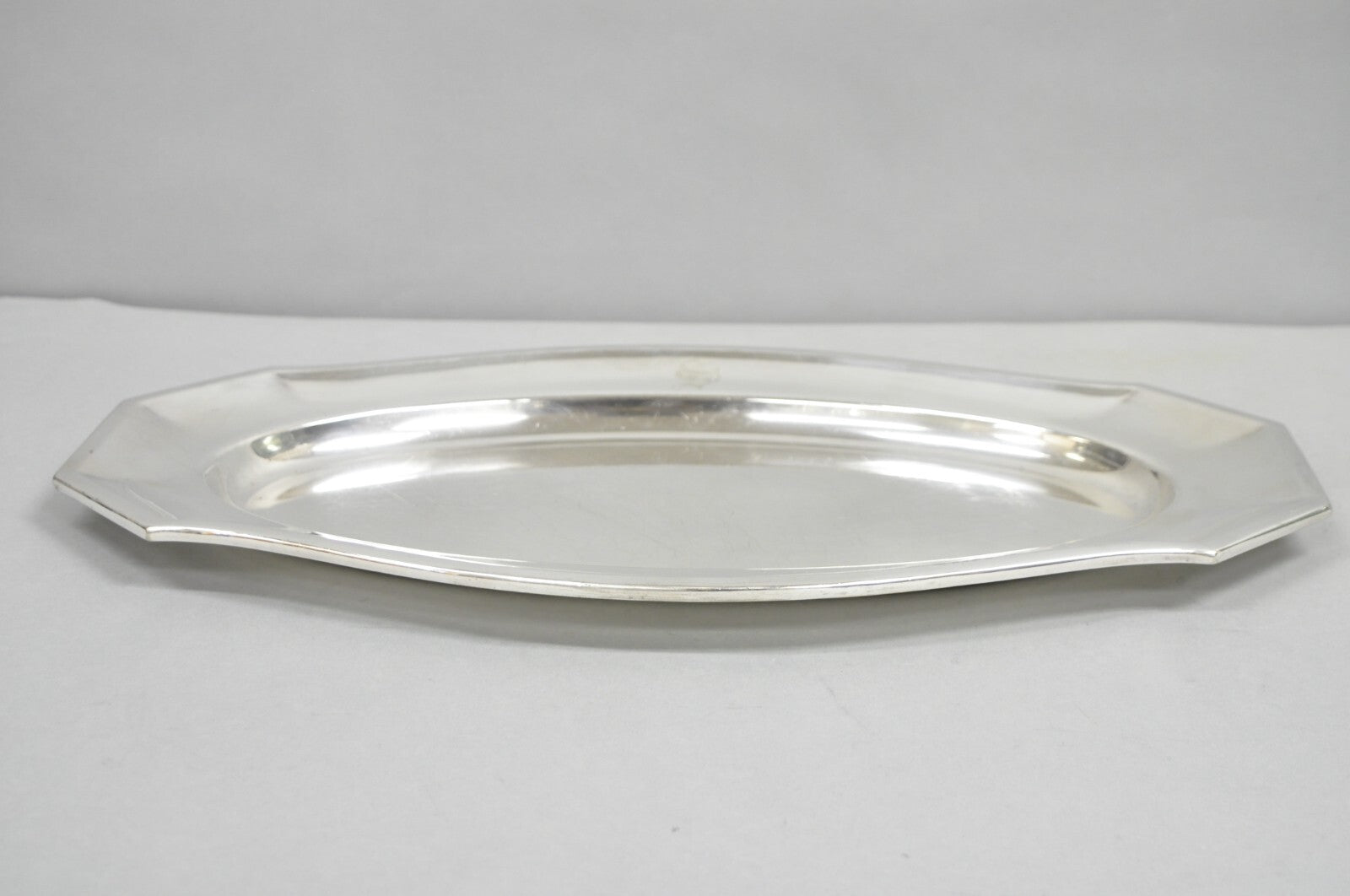 Antique English Edwardian Silver Plated 21" Serving Platter Tray w/ "S" Monogram