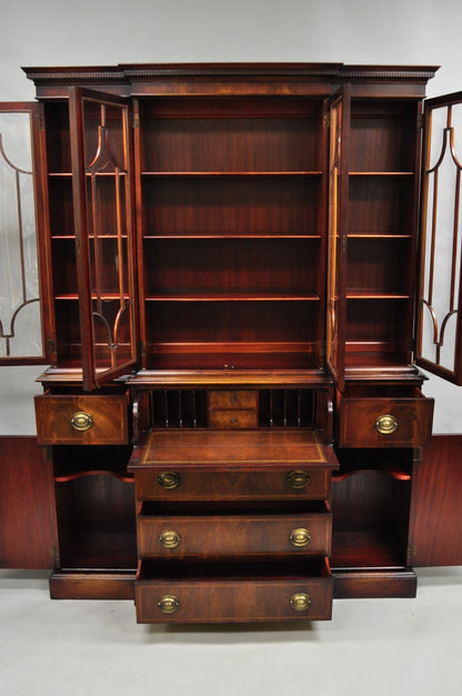 Antique Georgian Mahogany Bubble Glass Breakfront Cabinet Bookcase by Vanleigh