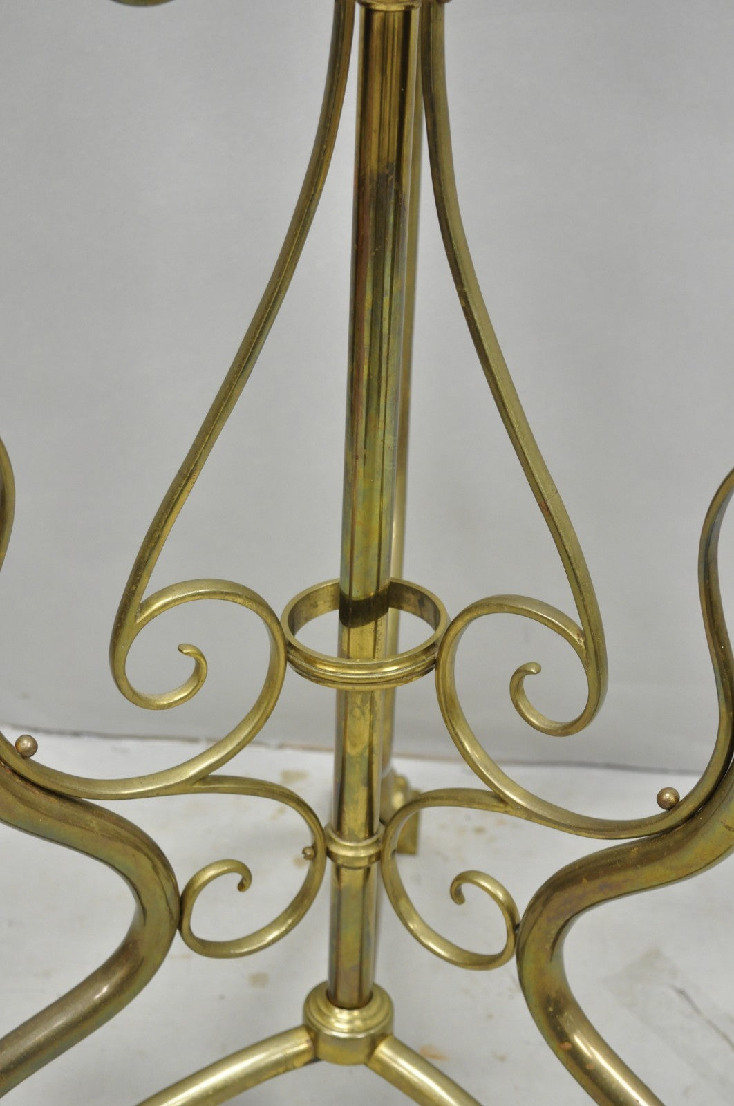 Antique Italian Renaissance Brass Figural Dragon Head Pedestal Table Plant Stand