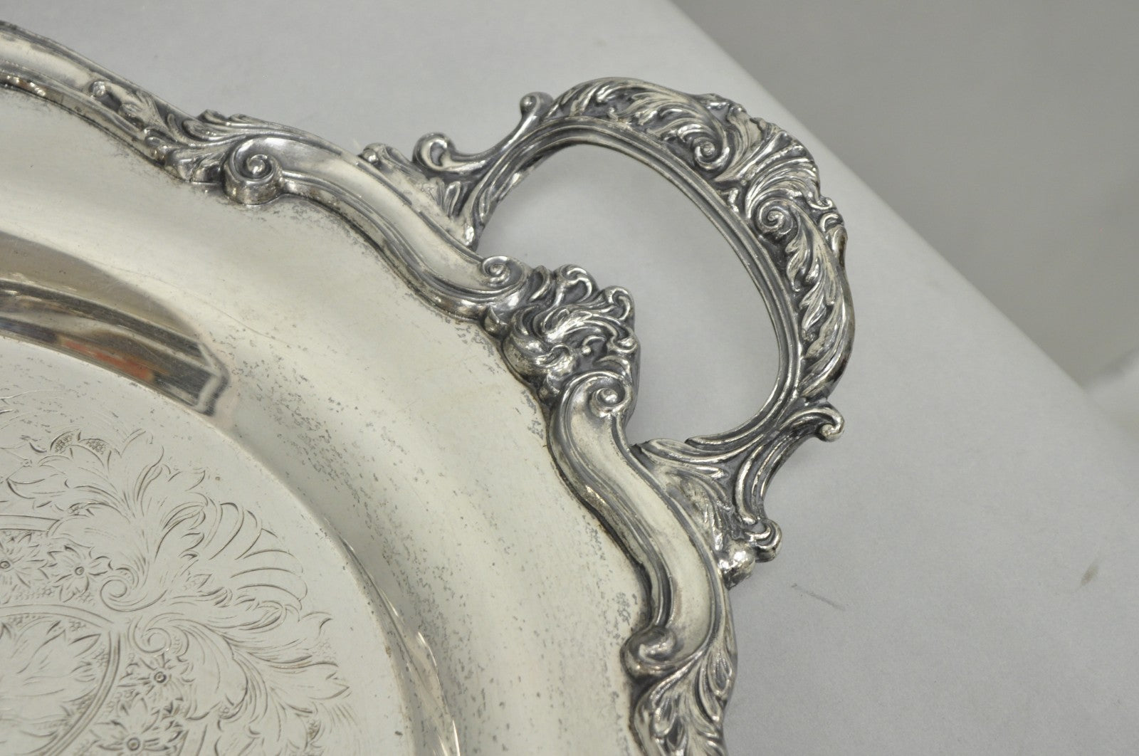 Vintage English Sheridan Silver Plated Large Oval Serving Platter Bar Tray