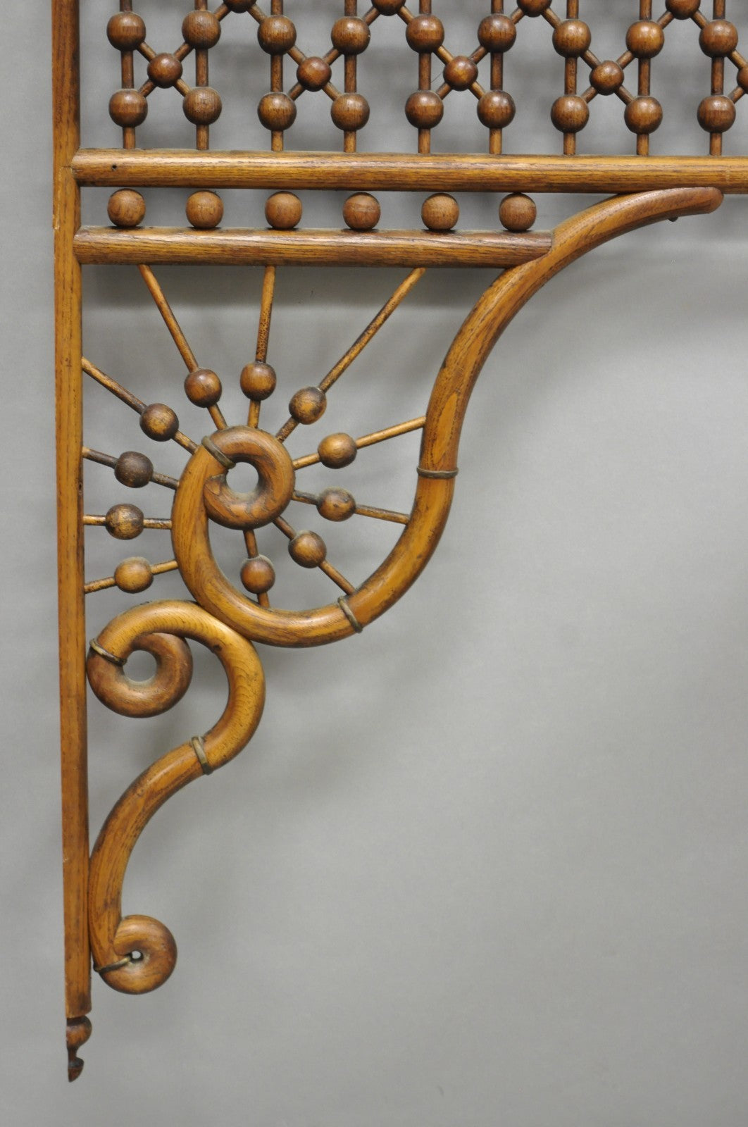 Antique Victorian Oak Stick & Ball 84" Fretwork Archway Architectural Salvage