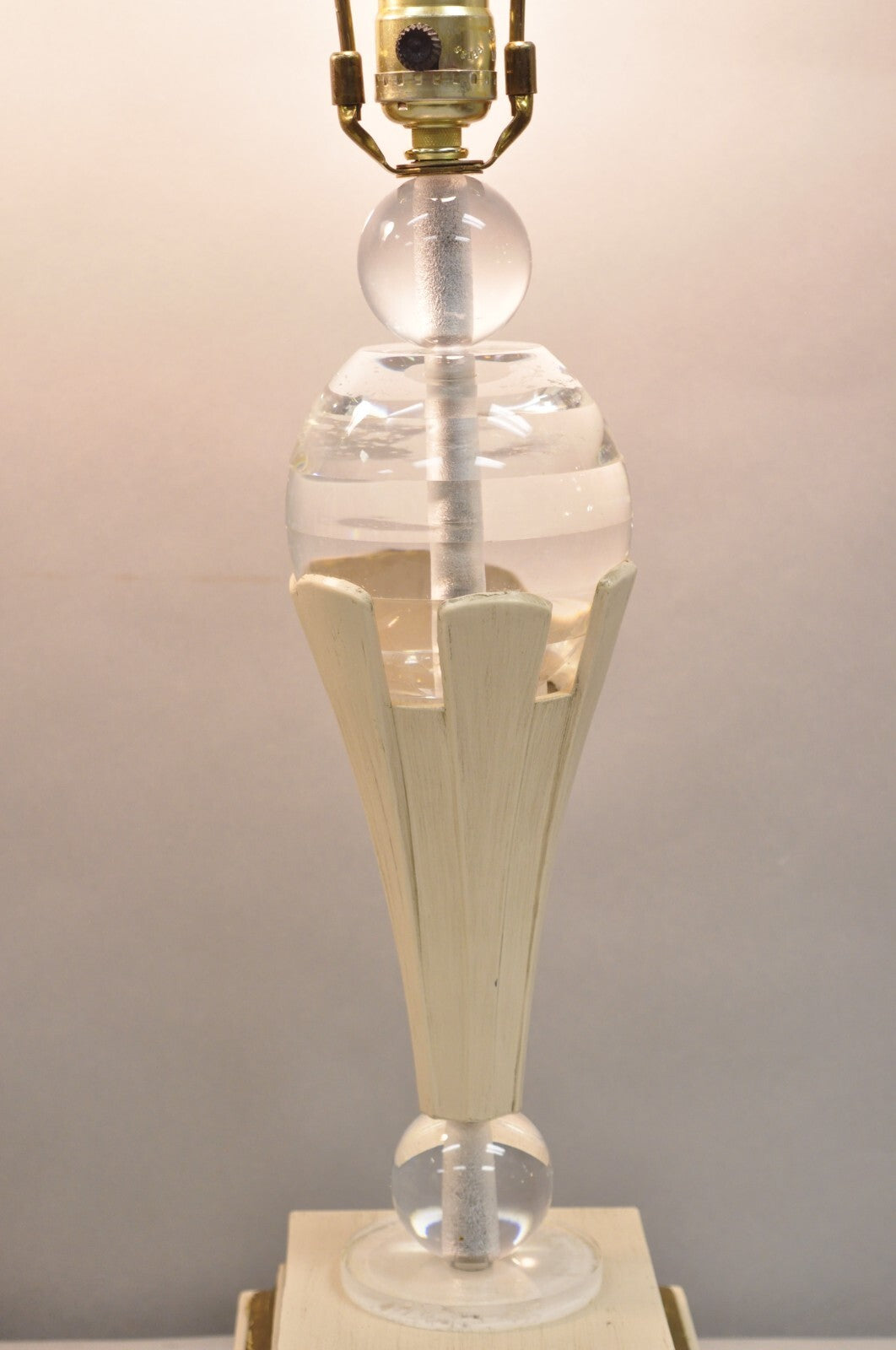 Vintage Art Deco Style Acrylic Lucite Sphere Tapered Table Lamps - a Pair