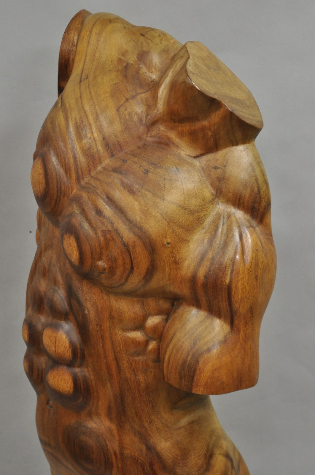 Vintage Mid Century Modern 60" Life-Size Nude Male Carved Wood Statue Sculpture