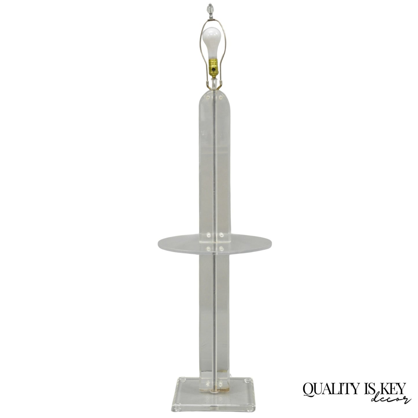 Vintage Mid Century Modern Lucite Acrylic Skyscraper Side Table Floor Lamp