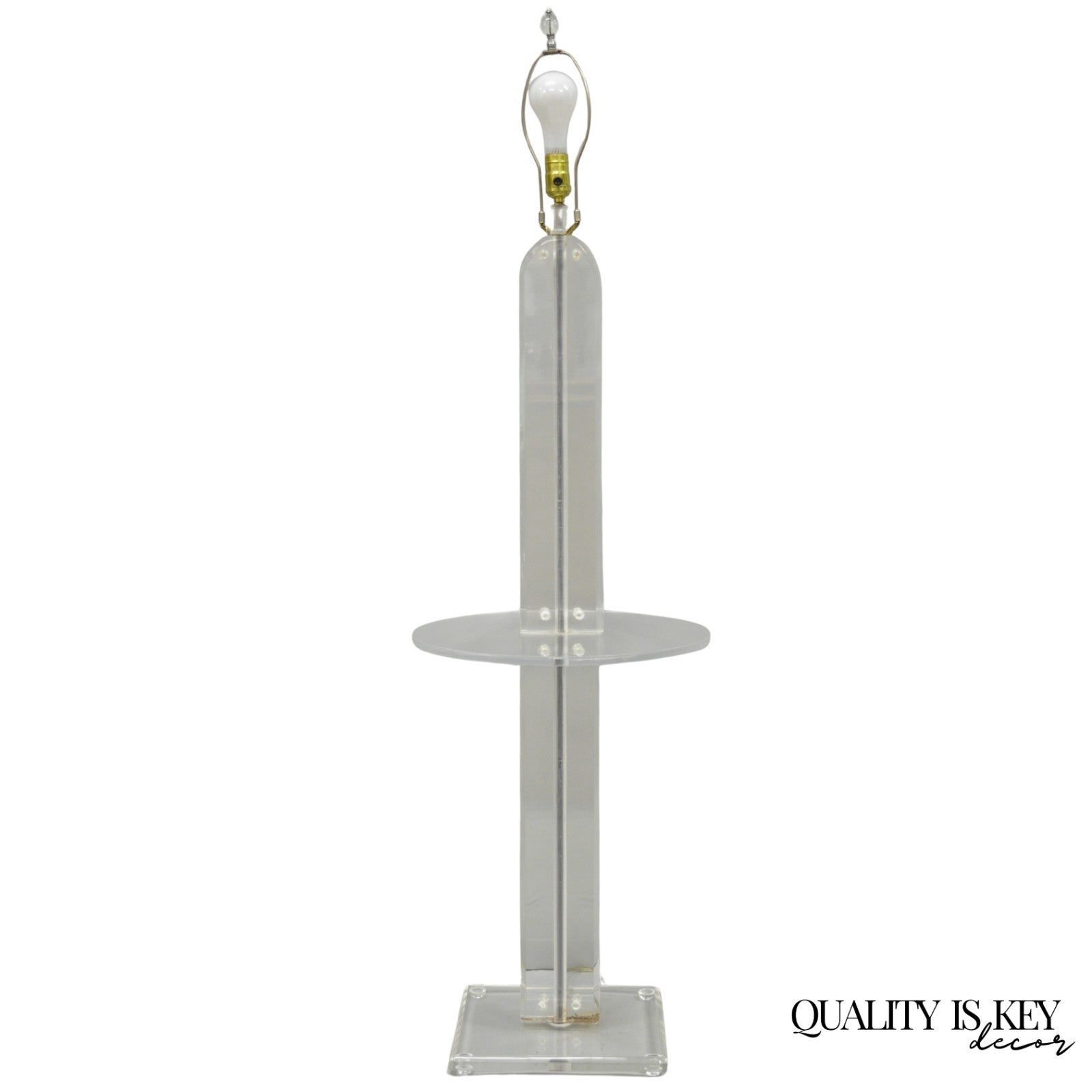 Vintage Mid Century Modern Lucite Acrylic Skyscraper Side Table Floor Lamp