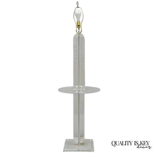 Vintage Mid Century Modern Lucite Acrylic Skyscraper Side Table Floor Lamp