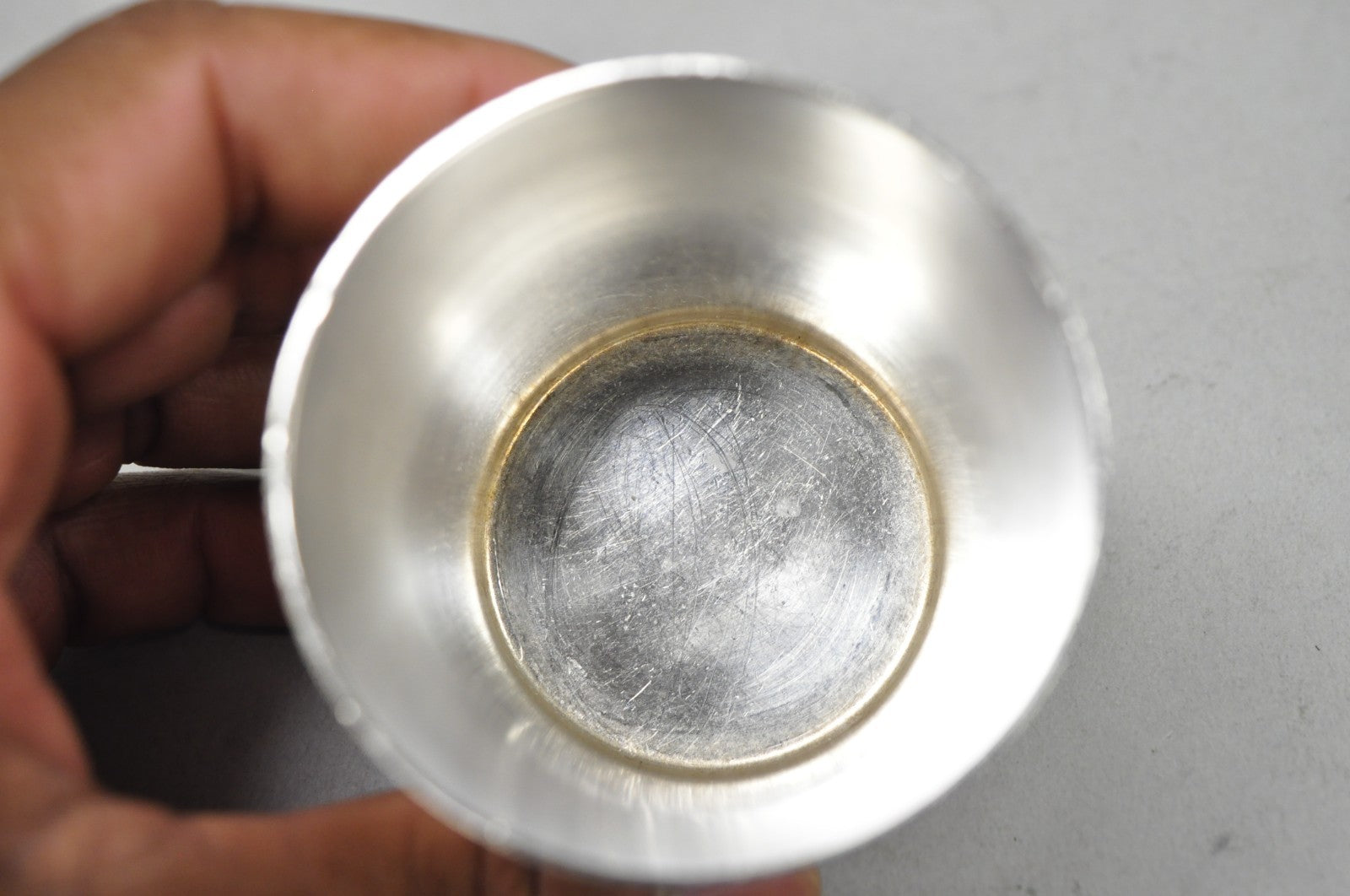 Antique Christofle French Silver Plated Shot Glass Goblet Cup w/ Wreath Pattern