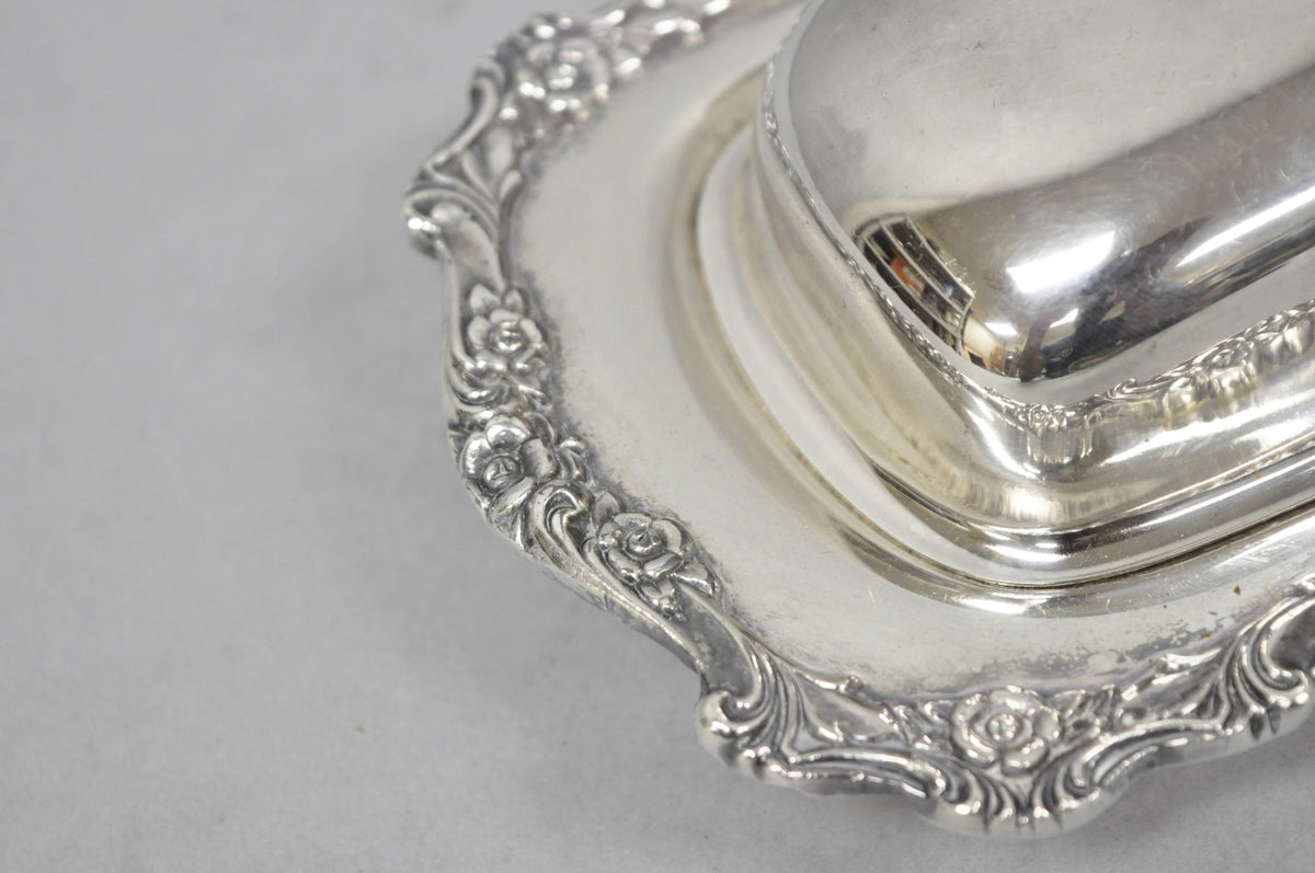 Vintage International Silver Countess Silver Plated Covered Butter Dish