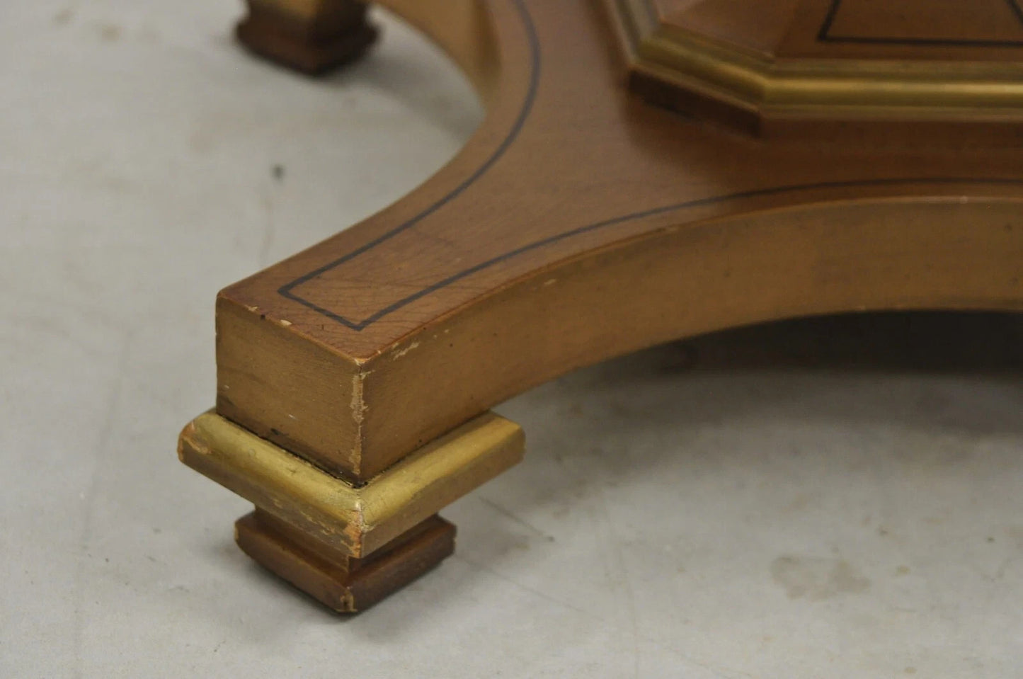 Vintage Empire Style Low Marble Top Pedestal Base Side Tables by Imperial - Pair