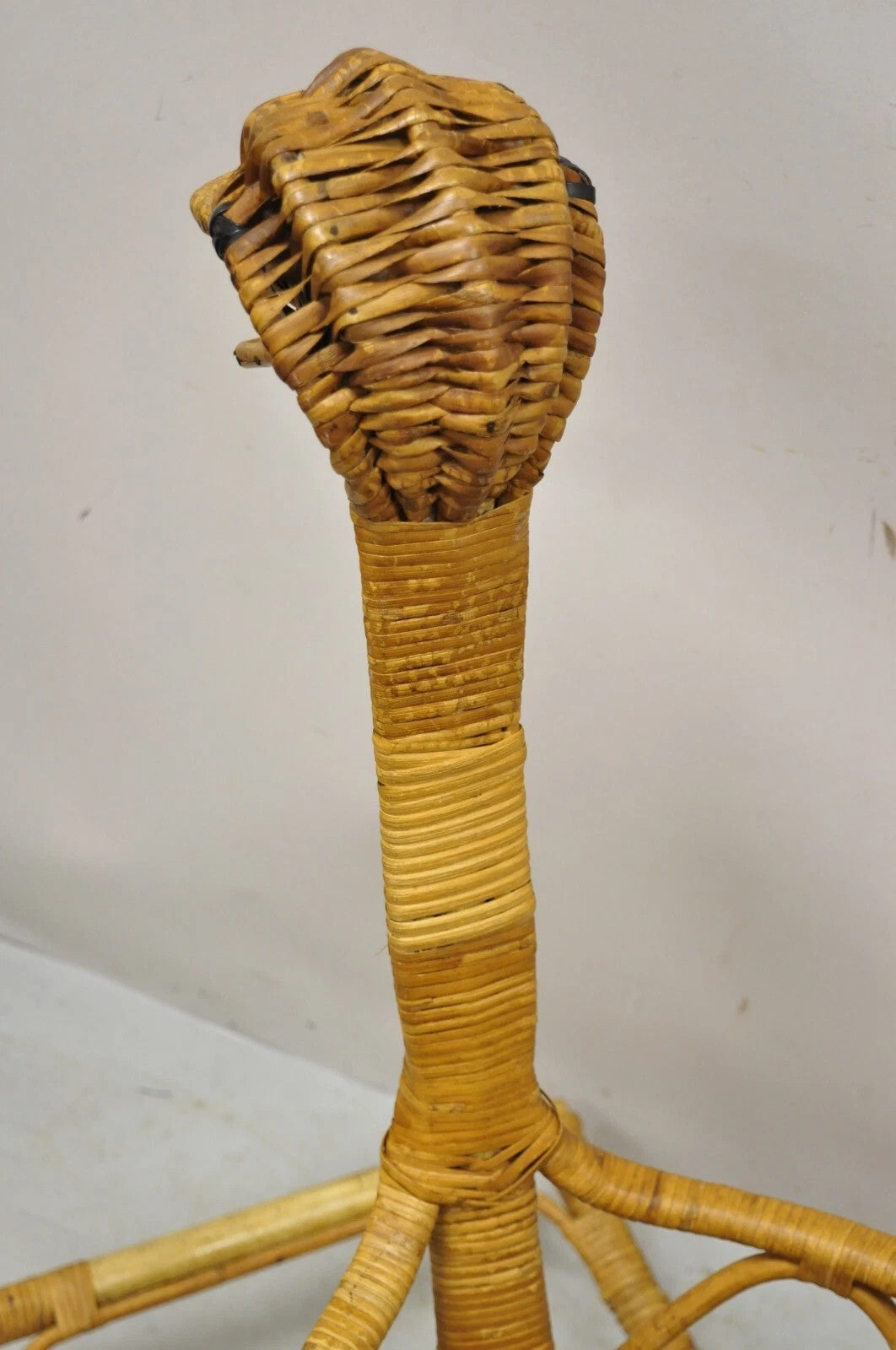 Mid Century Modern Wicker Rattan Figural Duck Rocker Bassinet Basket Crib