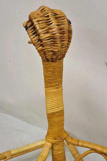 Mid Century Modern Wicker Rattan Figural Duck Rocker Bassinet Basket Crib