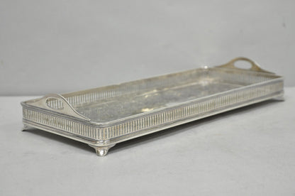 Antique Wilcox Victorian Engraved Narrow Silver Plated Trinket Dish "B" Monogram