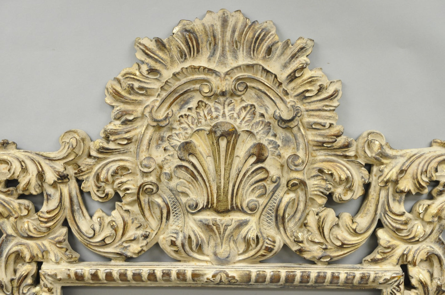 Large 78" Italian Baroque Rococo White Distress Painted Mirror Art Picture Frame