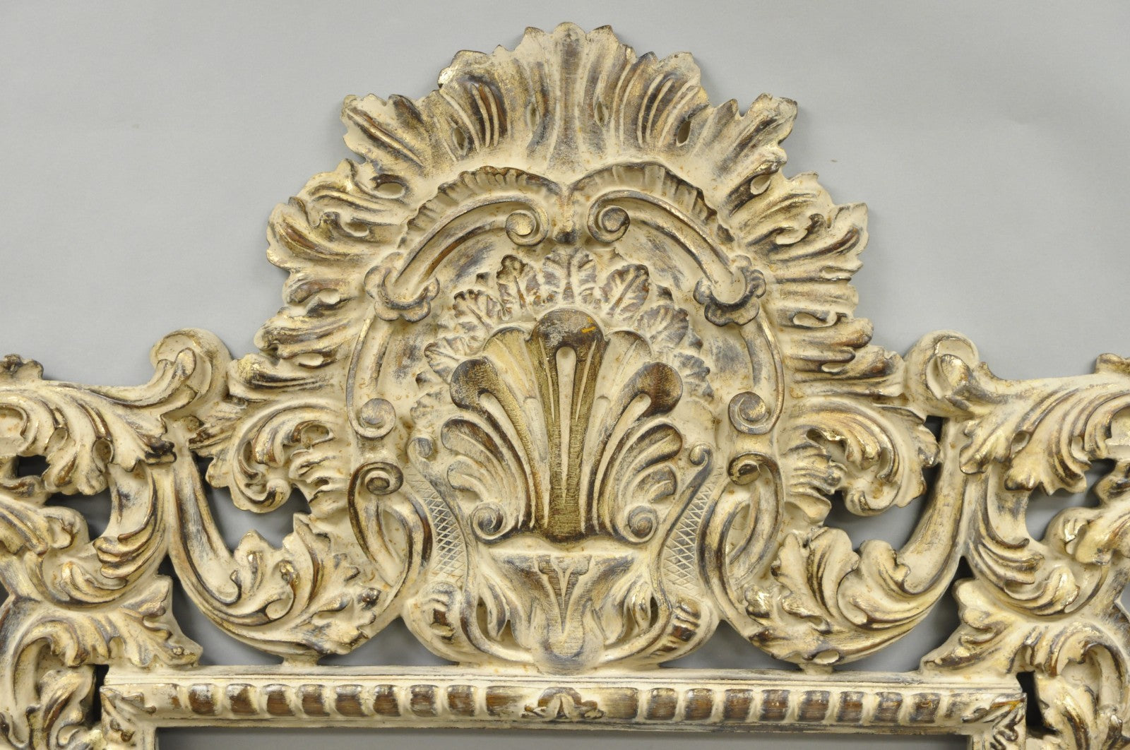 Large 78" Italian Baroque Rococo White Distress Painted Mirror Art Picture Frame