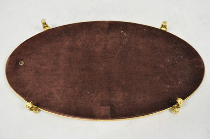 Vintage Hollywood Regency Gold Maiden Bust Oval Beveled Glass Mirror Vanity Tray