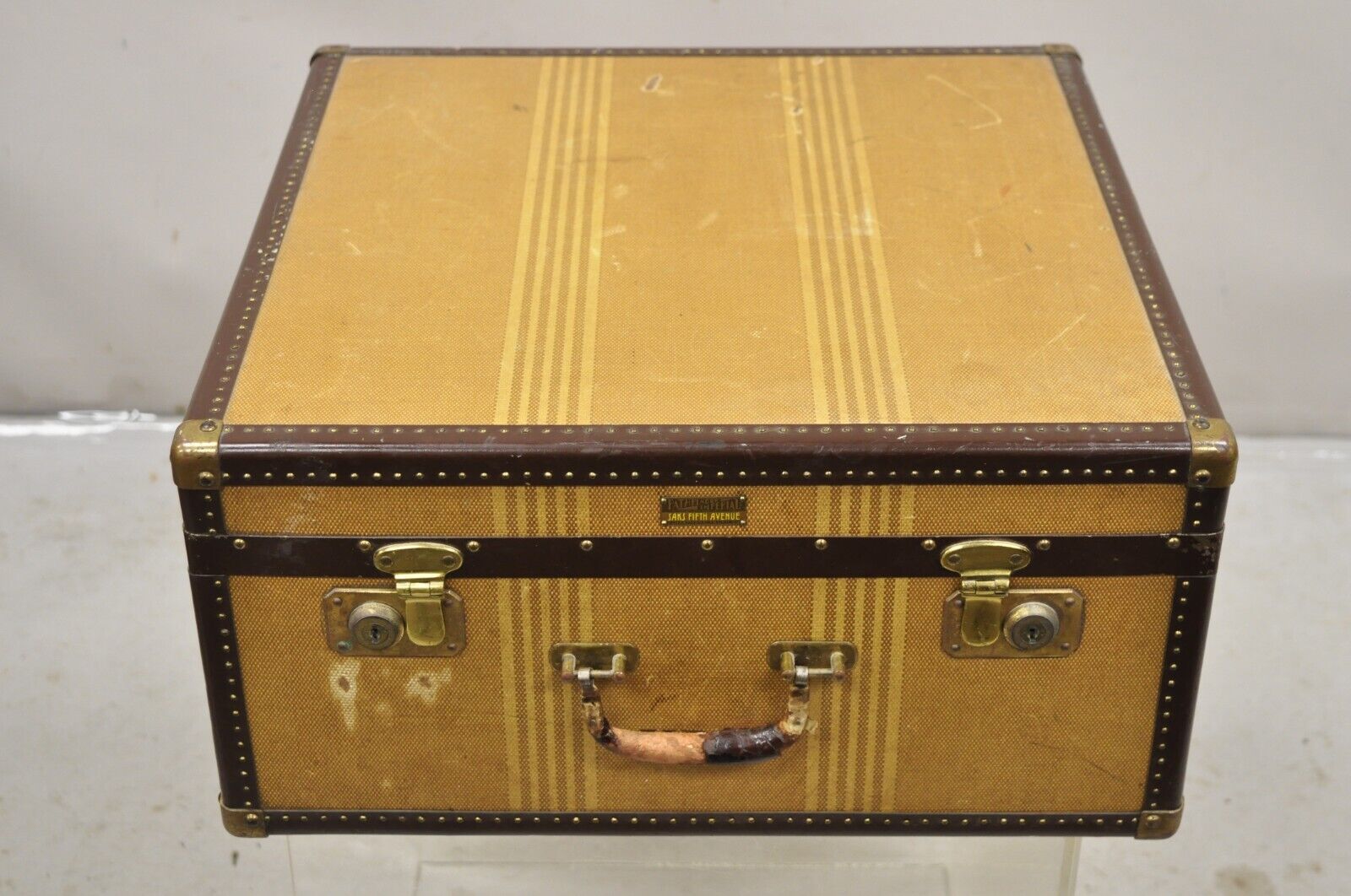 Vintage Hartmann Trunk Co Pathfinder Imperial Canvas Suitcase Luggage Hat Trunk