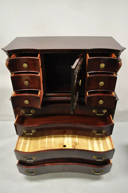 Antique Mahogany Chinese Chippendale Hollywood Regency Highboy Chest Dresser