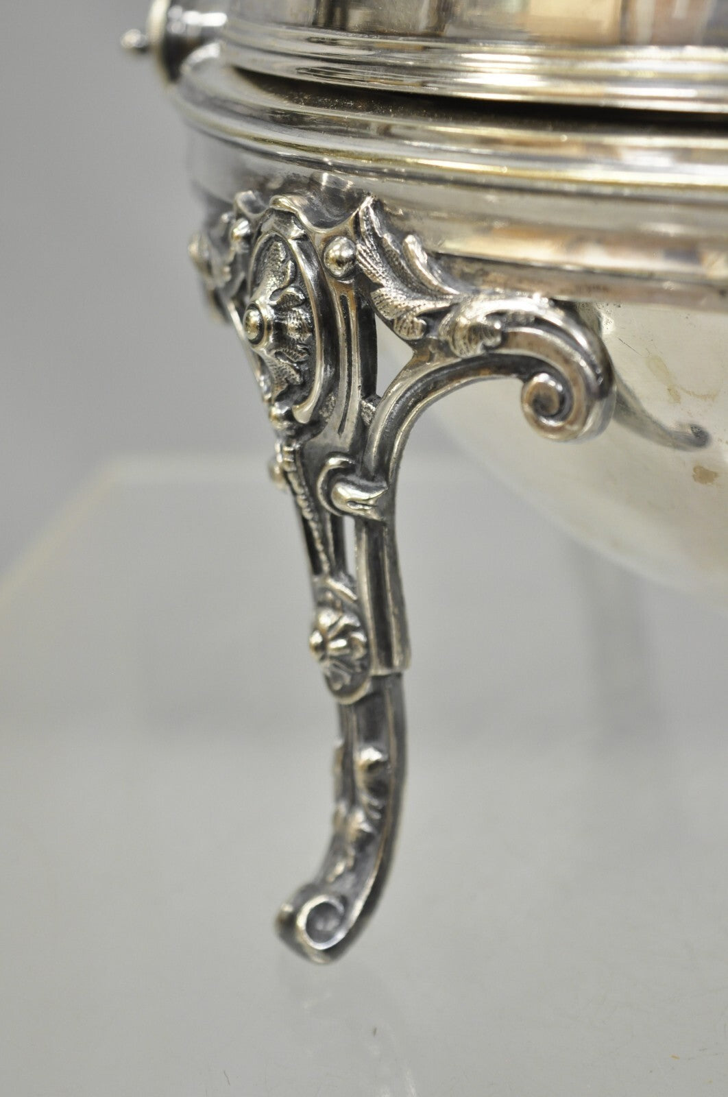 Antique English Edwardian Large Silver Plated Roll Top Warmer Chafing Dish