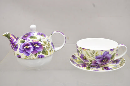 Vintage Maxwell & Williams “Cream Pansy” Tea Set w/ Teapot, Teacup, & Saucer