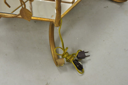 Vintage Italian Hollywood Regency Gold Tole Metal 4 Tier Lighted Etagere Curio