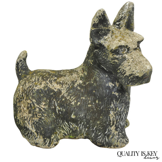 Vintage Scottish Terrier Scotty Dog 12" Small Cast Stone Concrete Garden Figure