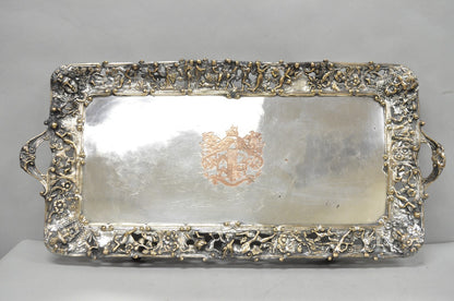 French Renaissance Bacchanal Scene Silver Plated Bacchus Figural Platter Tray