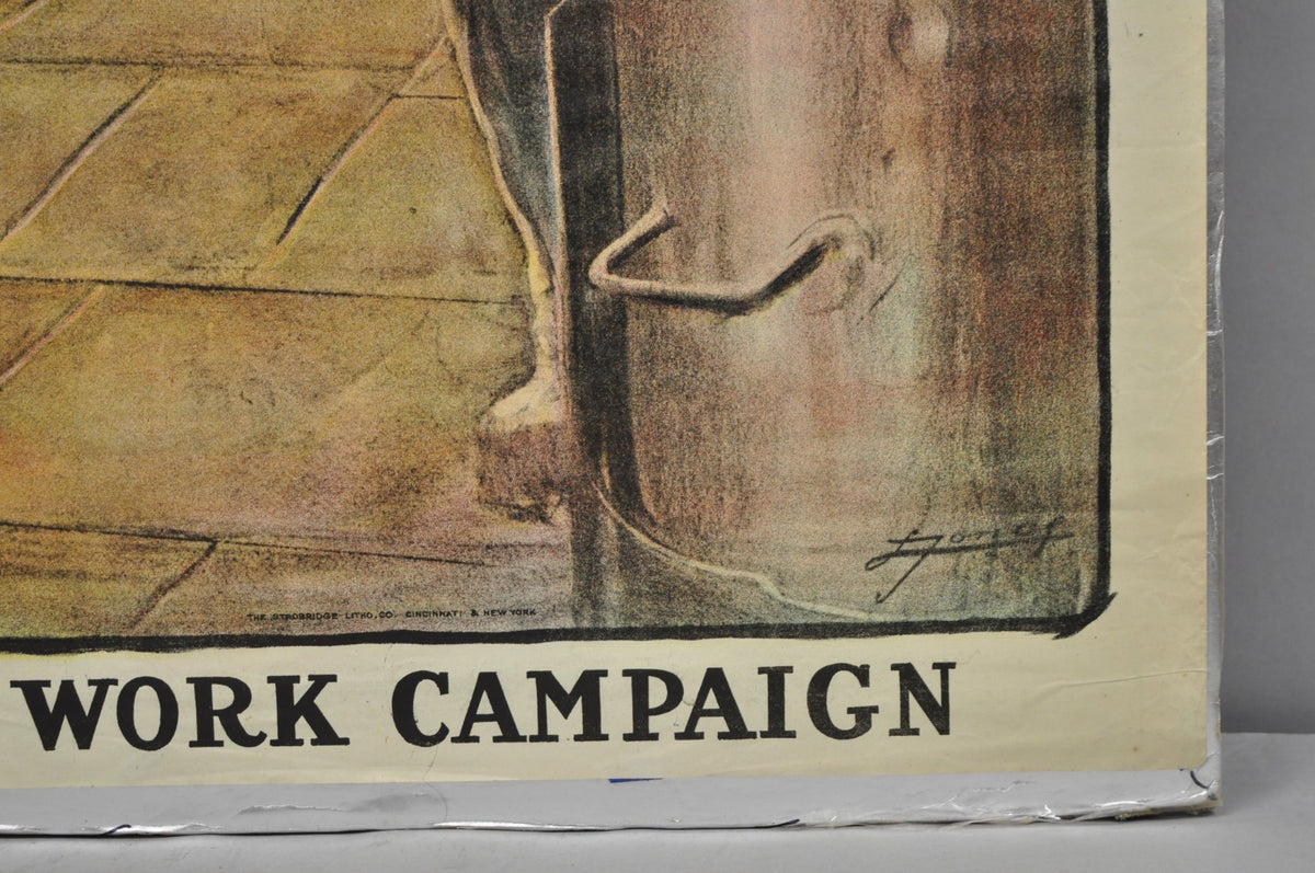 Original Vintage YWCA 1918 WWI Poster 'Four Years in the Fight' by Lucien Jonas