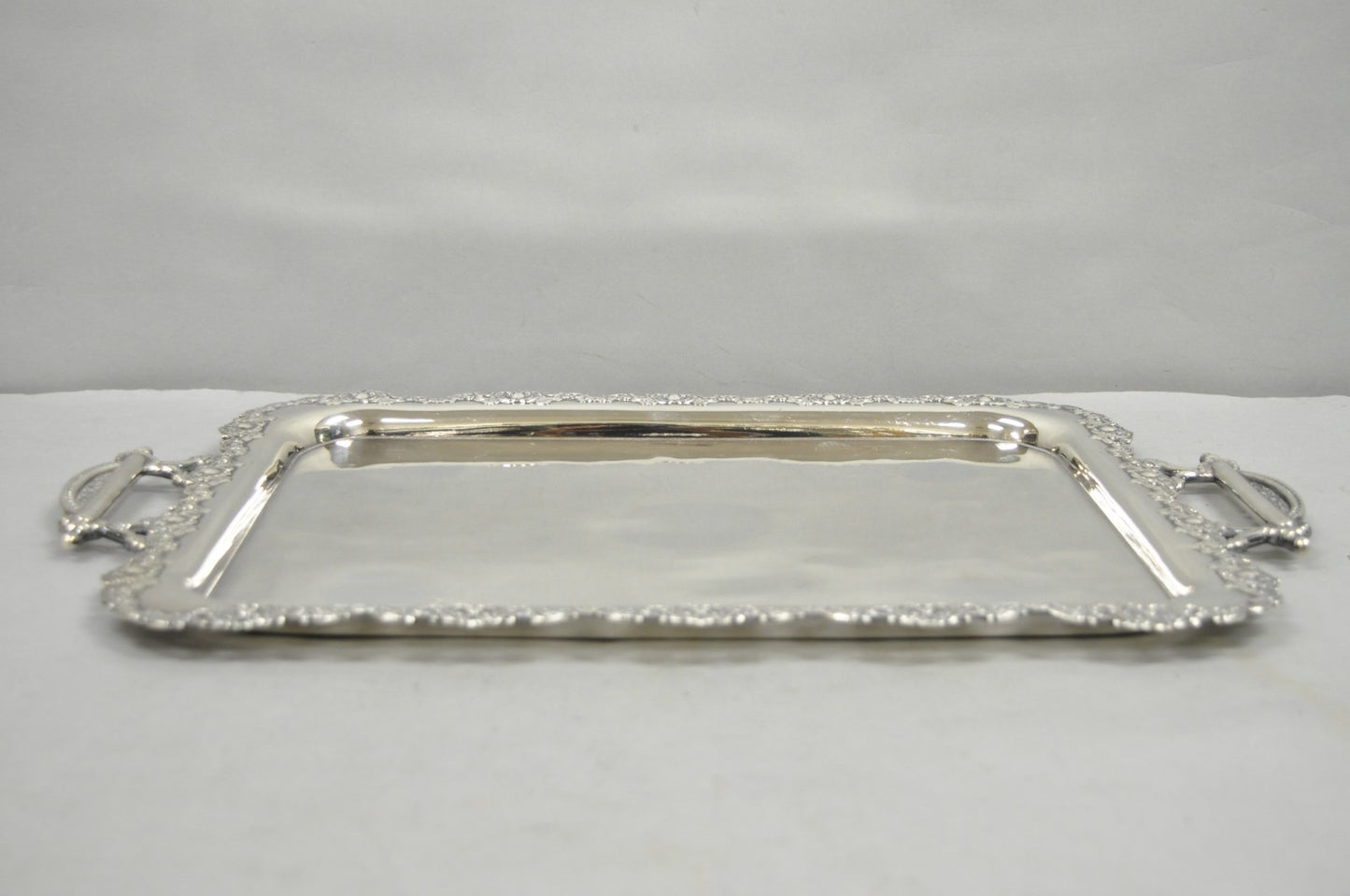 Antique Victorian Silver Plated Pierced Twin Handle Bar Serving Tray by Wilcox
