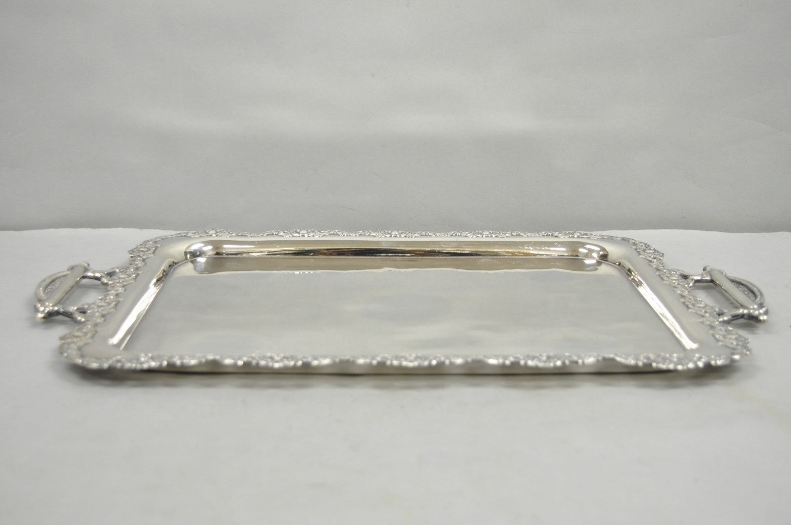 Antique Victorian Silver Plated Pierced Twin Handle Bar Serving Tray by Wilcox