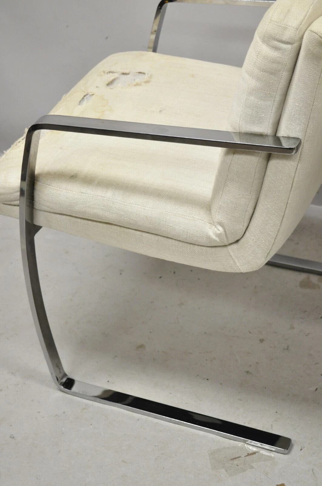 Mid Century Modern BRNO Style Chrome Cantilever Lounge Arm Chairs (C) - a Pair