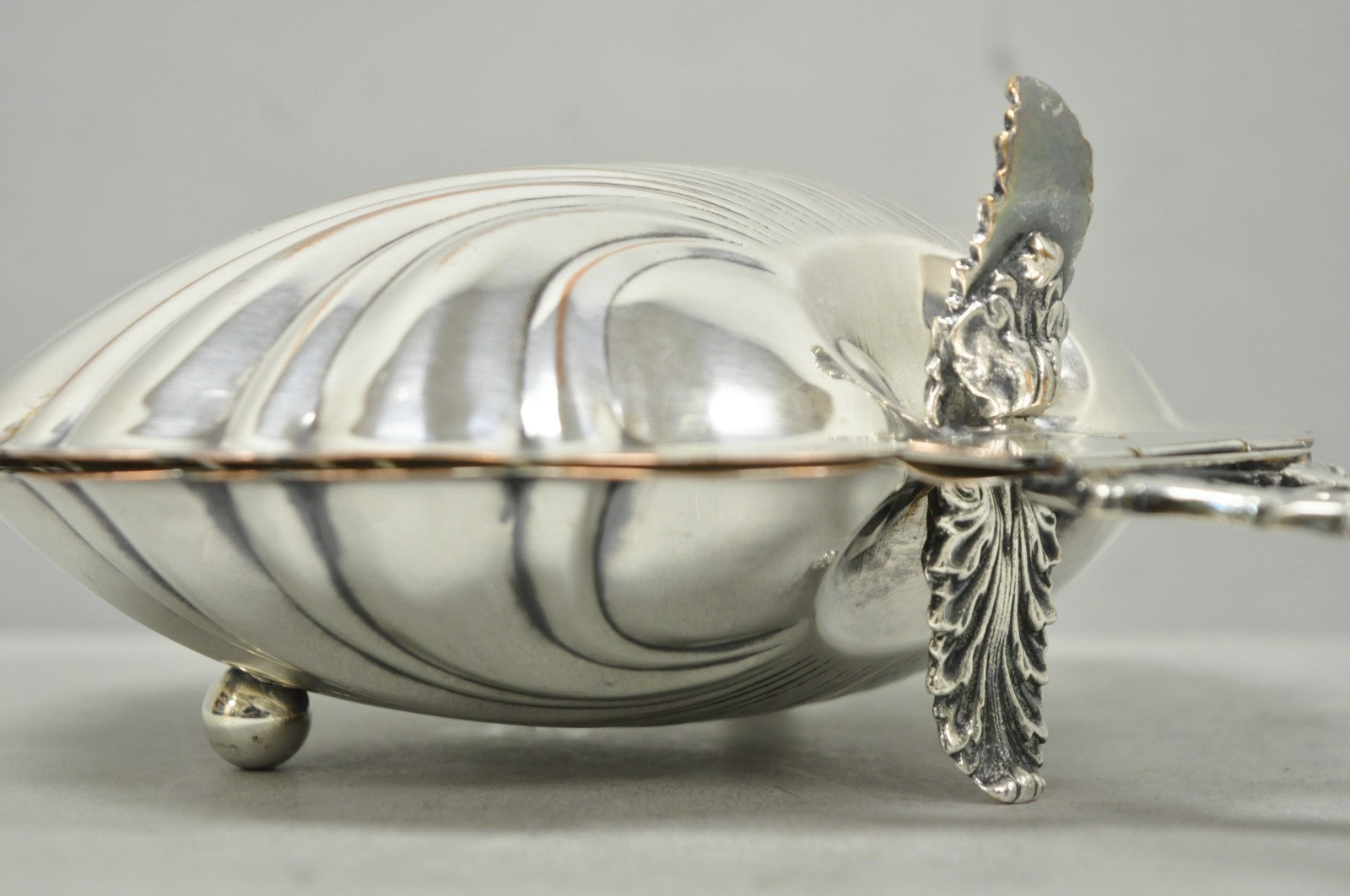 Antique English Regency Silver Plated Clam Shell Table Butler Serving Dish