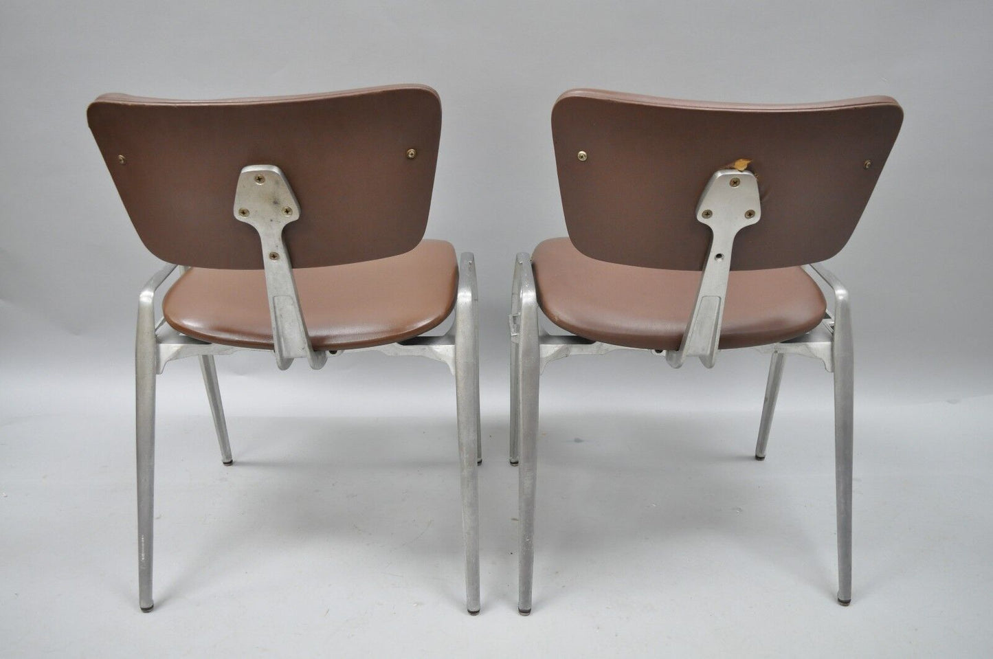 Mid Century Modern Cast Aluminum Stacking Side Chairs by Crucible (A) - a Pair