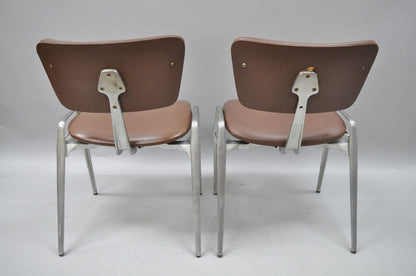 Mid Century Modern Cast Aluminum Stacking Side Chairs by Crucible (A) - a Pair