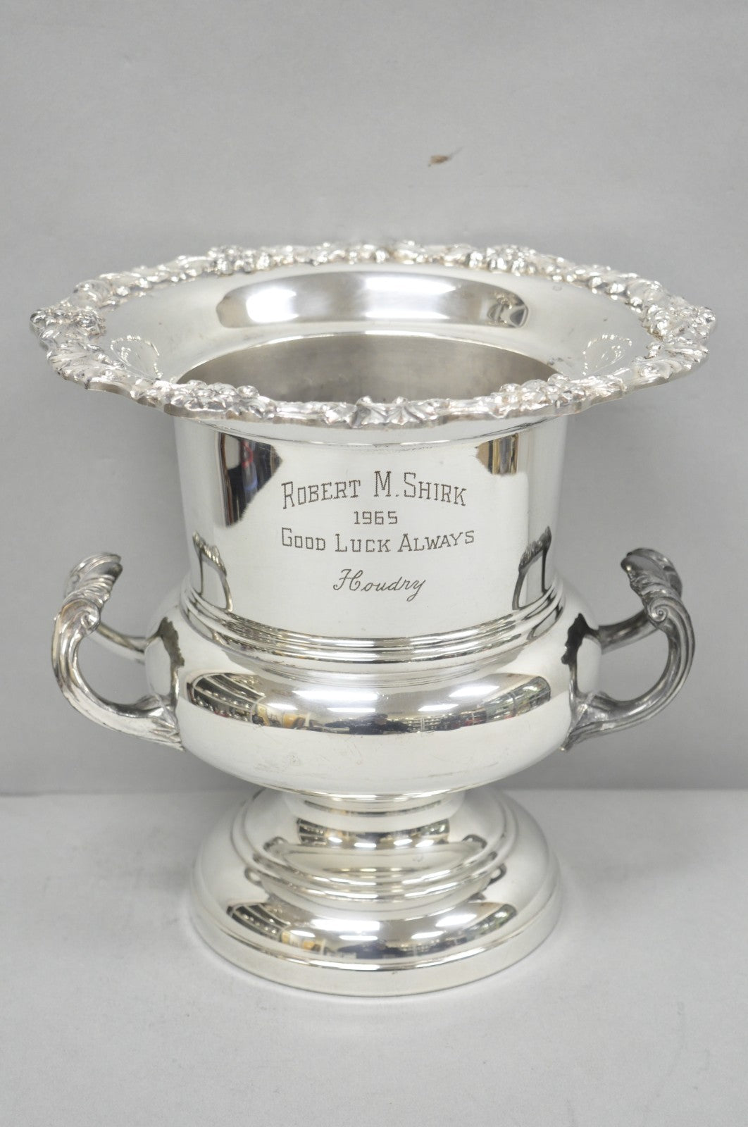Vintage FB Rogers Silver Plated Trophy Cup Champagne Chiller Ice Bucket Engraved