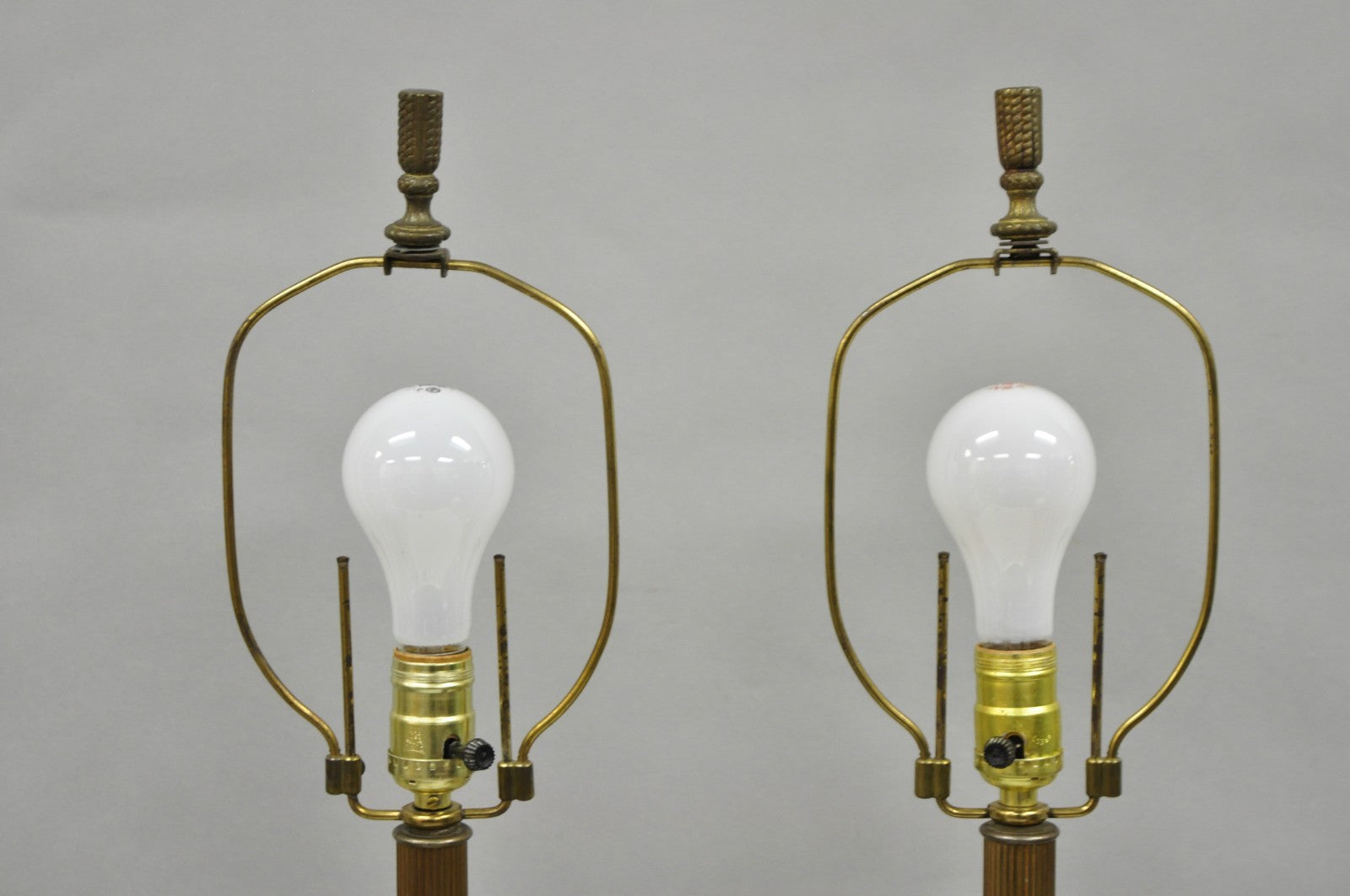 Antique Victorian Brass and Porcelain Urn Hand Painted Flower Table Lamps a Pair