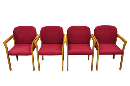 Vintage Gunlocke Mid Century Modern Oak Wood Stacking Arm Chairs - Set of 4