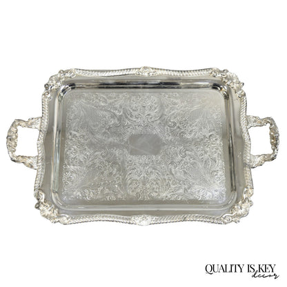 Vintage Sheridan Victorian Silver Plated Ornate Bar Serving Platter Tray