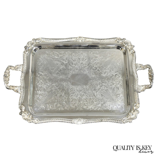 Vintage Sheridan Victorian Silver Plated Ornate Bar Serving Platter Tray