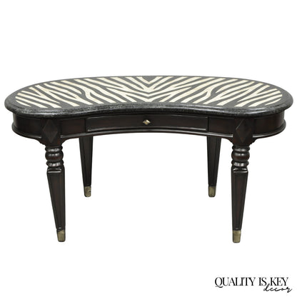 Seven Seas by Hooker Furniture Zebra Tessellated Stone Kidney Shaped Table Desk