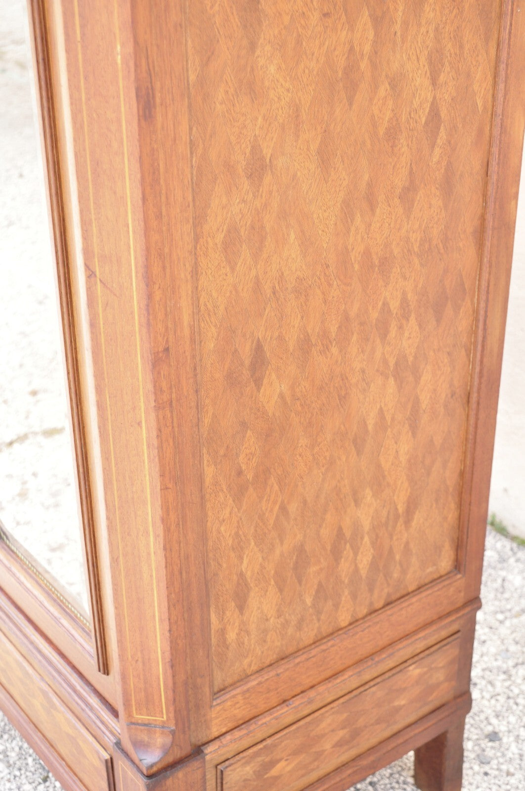 Antique French Louis XVI Style 94" Curio China Display Cabinet Bookcase w Bronze
