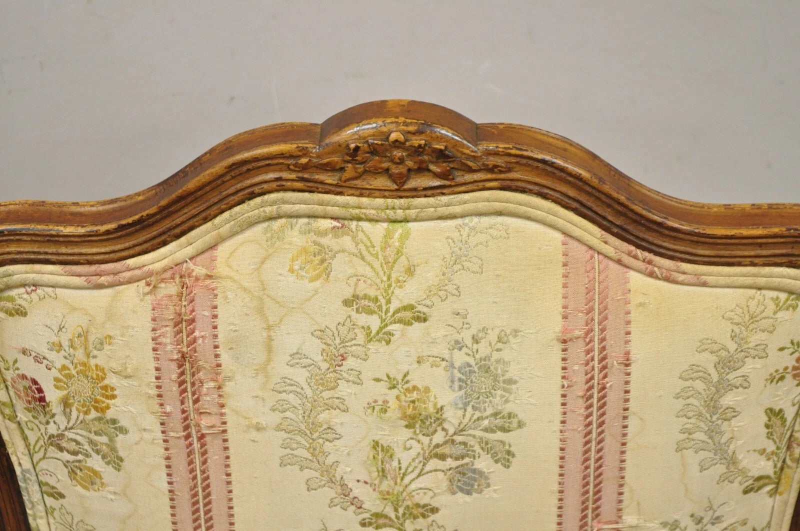 Vintage French Louis XV Style Small Boudoir Accent Side Chair w/ Pink Stripes