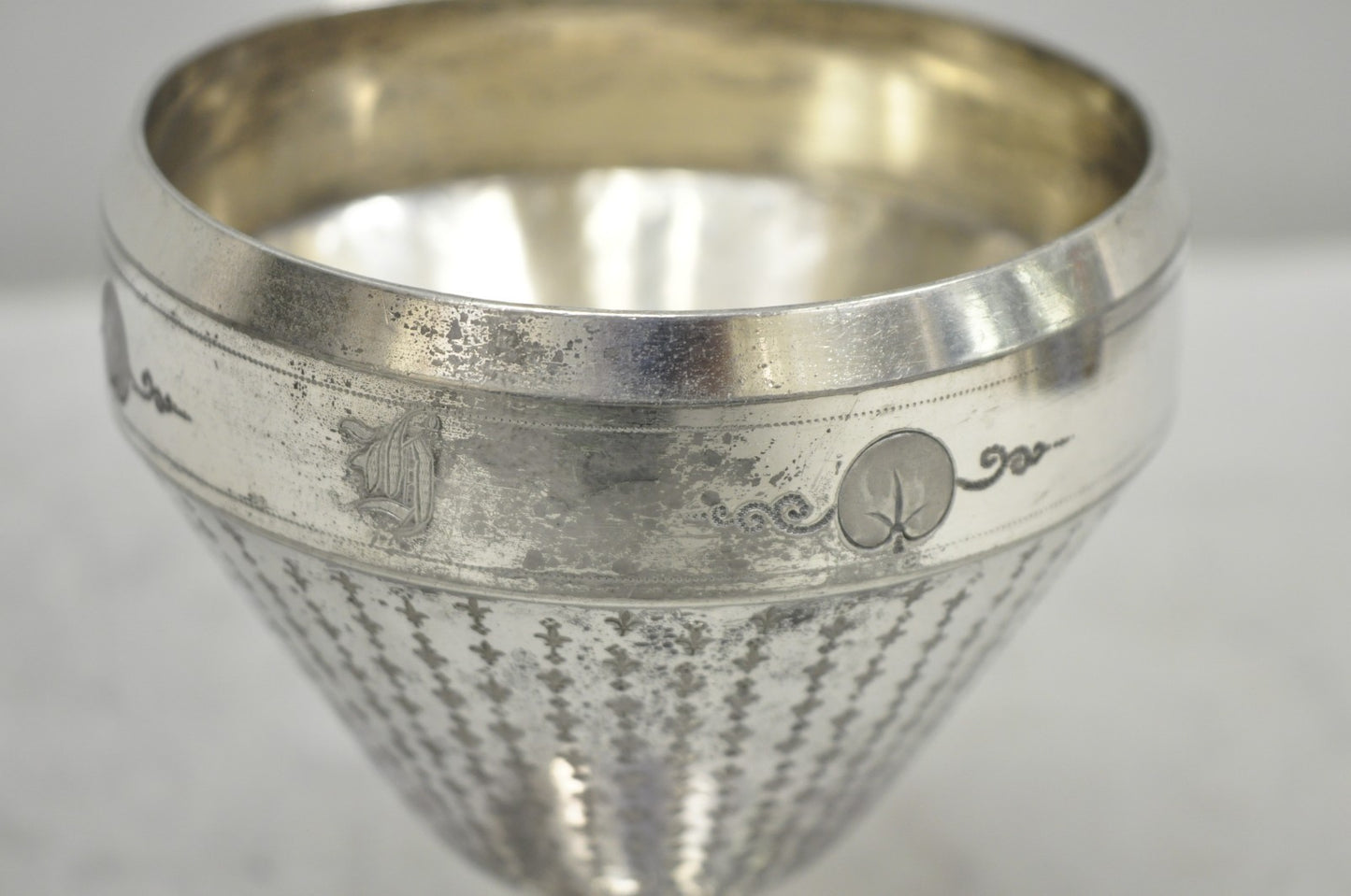 Antique Meriden English Victorian Silver Plated Goblet Cup w/ "H" Monogram
