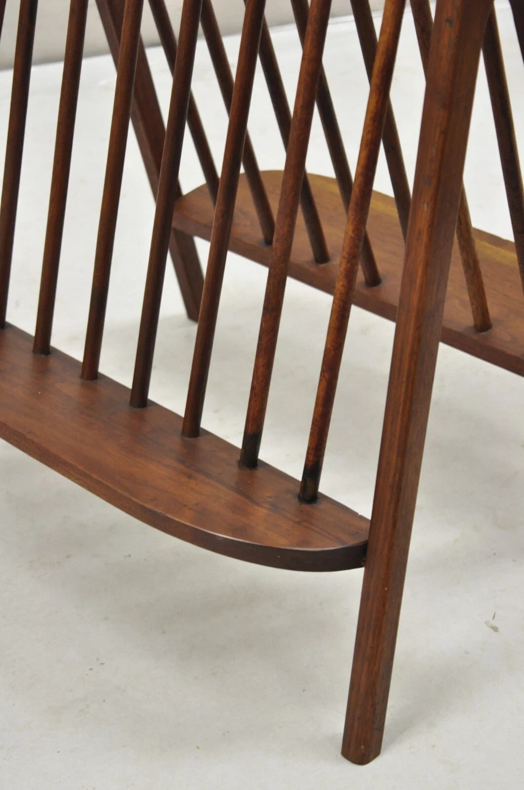 Arthur Umanoff Mid Century Danish Modern Teak Wood Compass Book & Magazine Rack