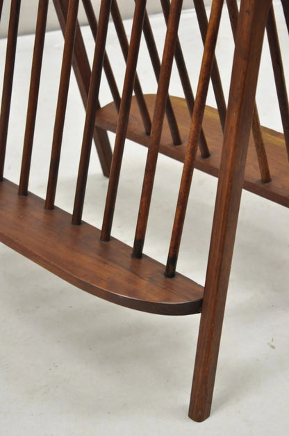 Arthur Umanoff Mid Century Danish Modern Teak Wood Compass Book & Magazine Rack