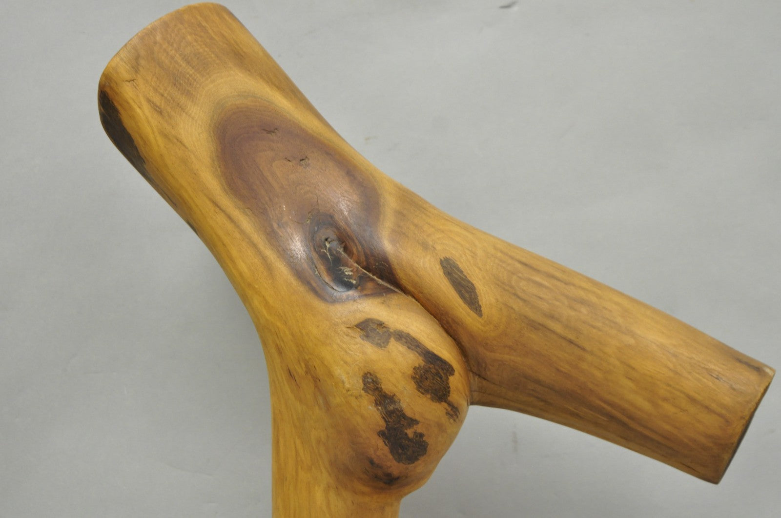 Vintage Mid Century Modern 19" Male Nude Abstract Solid Carved Wood Sculpture